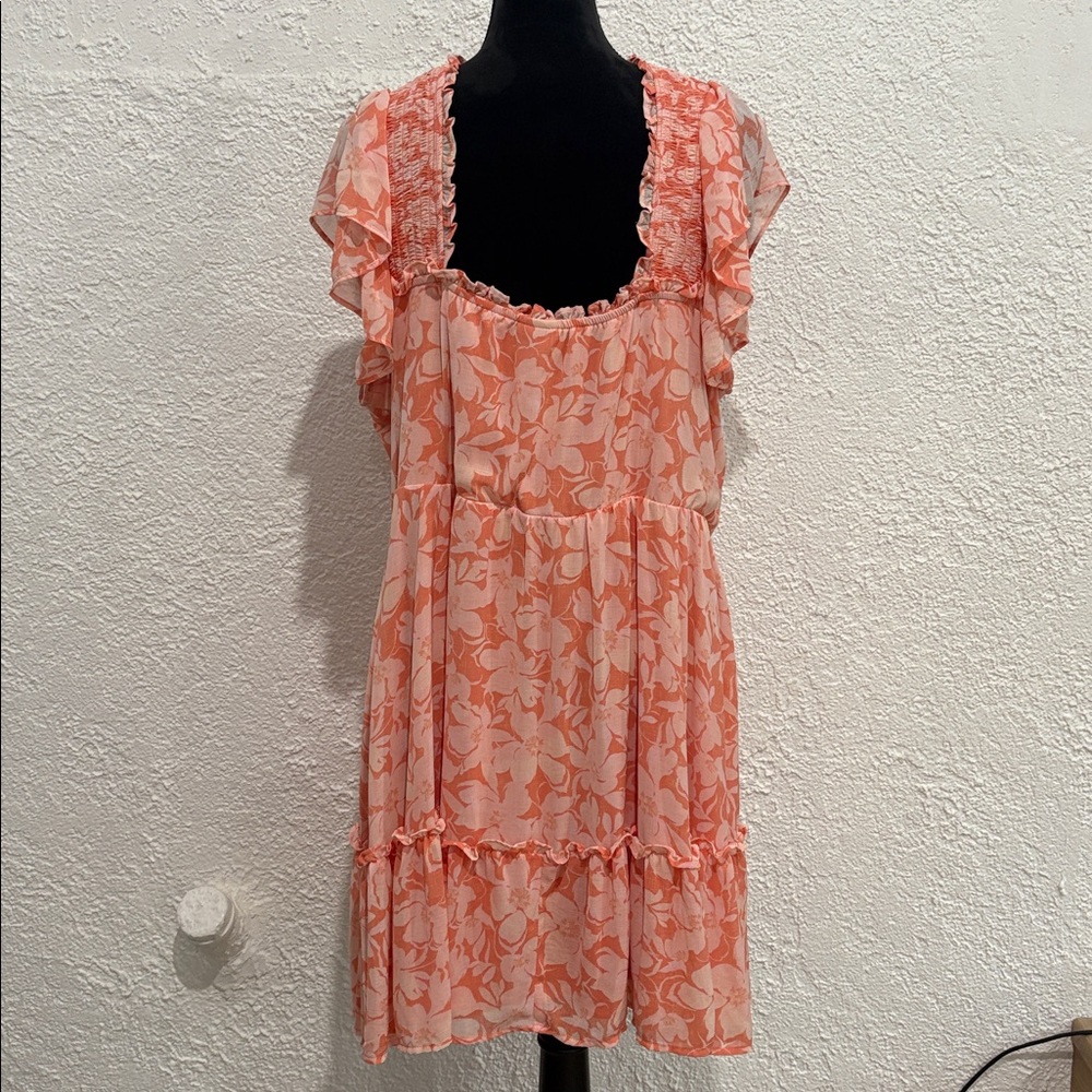 Torrid Floral Coral Mini V-Neck Dress Size 4X | 26 - Picture 7 of 7